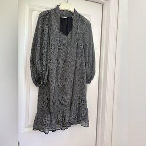 Max Studio Black and White Polka Dot Midi Dress